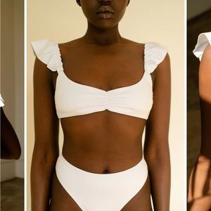 Londre Bodywear white ruffle bikini top
